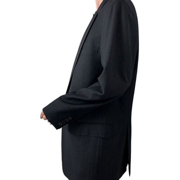 Ermenegildo Zegna Trofeo Black with Navy Pin Stripe 100% Wool Sport Coat Blazer - Picture 7 of 11
